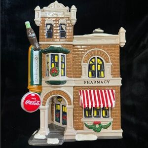 Original Christmas Snow Village Department, 56 Coca-Cola corner drugstore